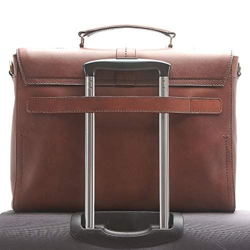 Light brown leather briefcase by The bridge perfect for travelling by plane