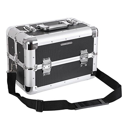 Vanity case in silver and black aluminium for professional make-up designed by  Songmics