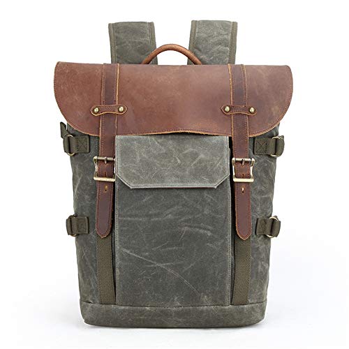 leather and canvas camera backpack with laptop compartment National Geographic Khaki