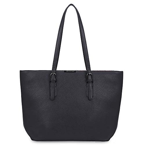 Black leather tote bag David Jones