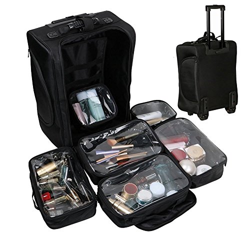 Easy to move around despite its large capacity for this cosmetics trolley case for professional make-up artists on the go.