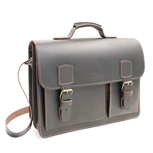 Brown Thielemann satchel with asymmetrical pockets