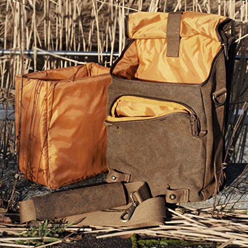 The men's photo bag in military khaki firmcam canvas with rain cover