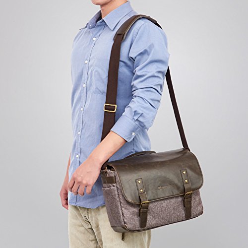 Retro style leather and canvas photo bag Evecase small price