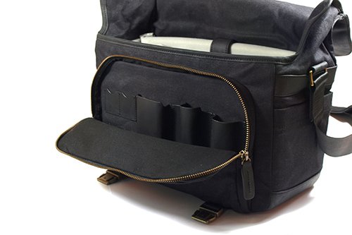 Leather and canvas camera bag for 3 lenses