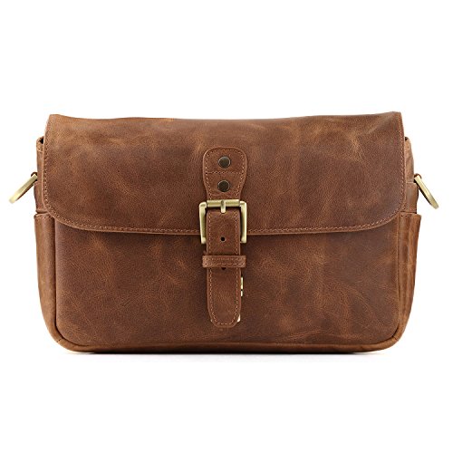 Camera bag shoulder bag, honey leather, compact, men's shoulder bag