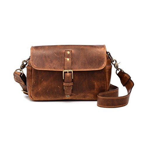 Camera bag shoulder bag, brown vintage leather, compact, men's and women's shoulder bag, by Ona