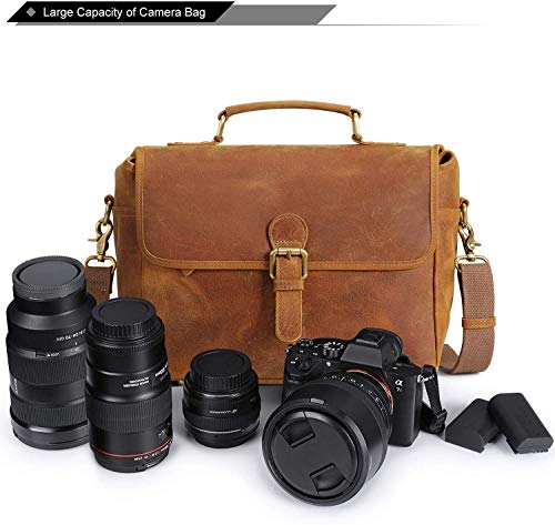 Large S-Zone Vintage leather camera bag with large capacity