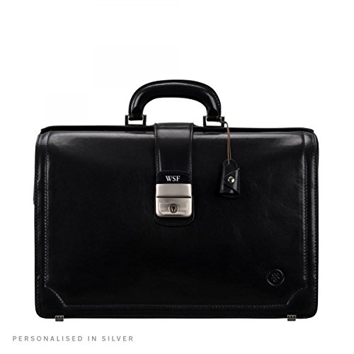 The classic black Maxwell Scott lawyer leather satchel