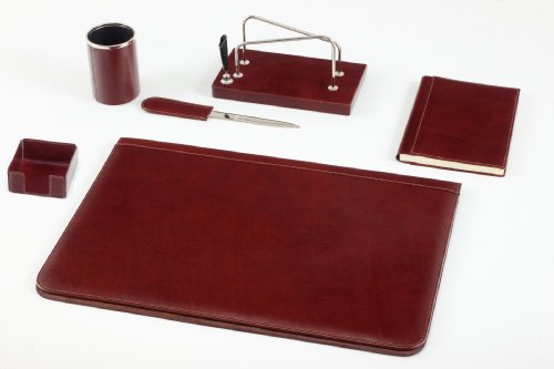 Maruse red Italian leather desk mat and desk set in red leather