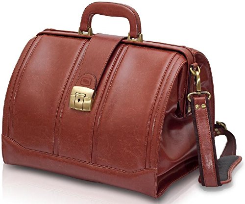 Brown leather Doctor's bag with shoulder strap and ampoule holder by Elite bags