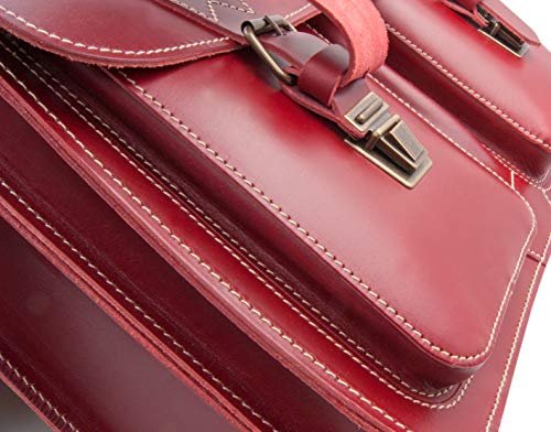 Large red leather satchel 