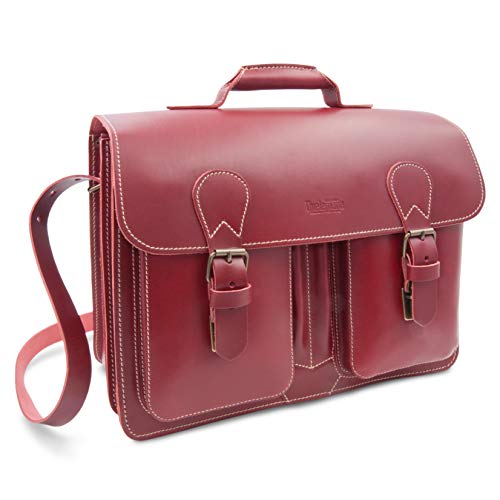 Thielemann teacher's satchel in thick red leather, size: 40x15.5 x 30 cm