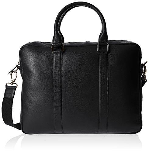 Black leather satchel for lawyer by Le Tanneur with one compartment