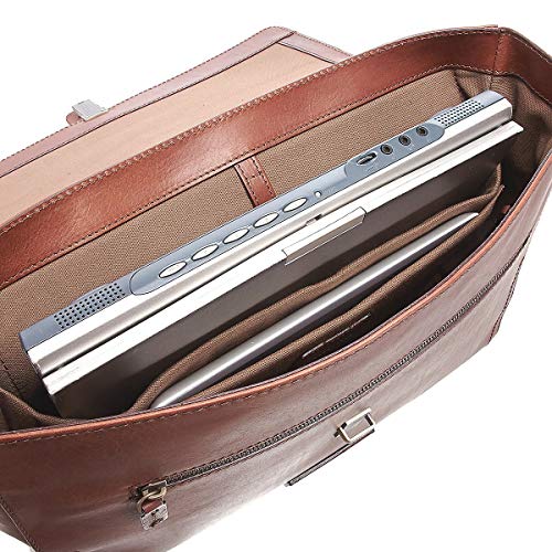 Light brown leather briefcase by The Bridge for laptop