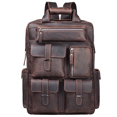 Brown leather backpack