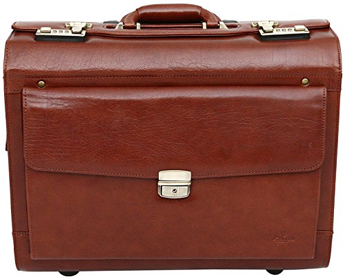 The leather trolley suitcase