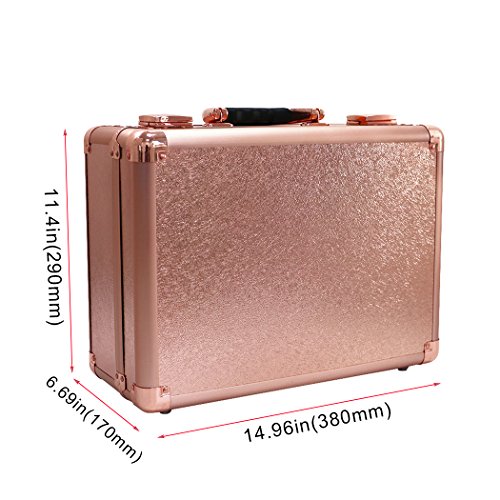 Ludovi pro make-up case with led bulbs and mirror for pro make-up artist, Glamour pink gold