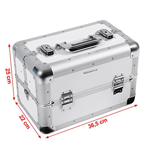 Vanity case in white aluminium for pro make-up designed by  Songmics  with shoulder strap