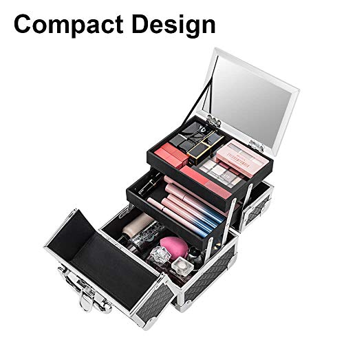Mini beauty case with aluminium frame, cosmetics featherweight storage space