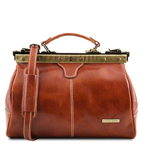 Retro brown leather doctor bag or nurse bag