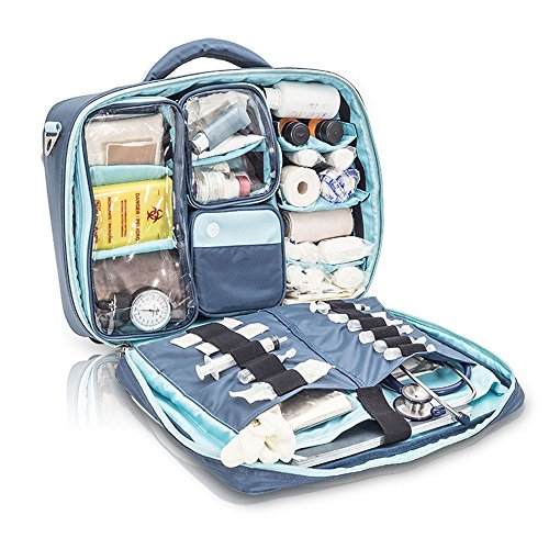 Nurse bag with numerous compartments, loops and space for personal belongings
