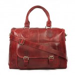 Red leather satchel