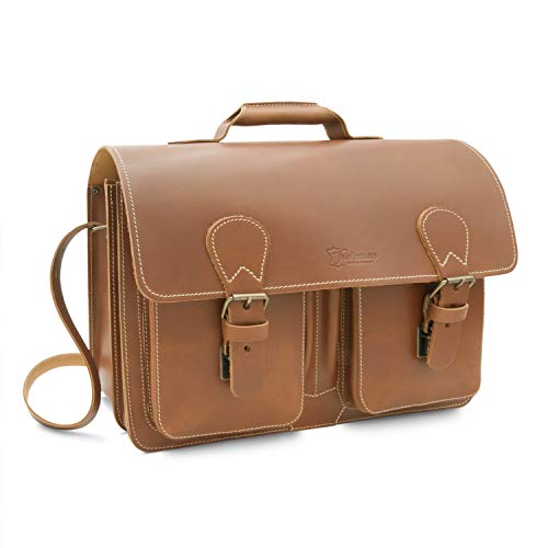 Thielemann teacher's satchel made of thick leather with vegetable tanning, size: 40x15.5 x 30 cm, honey