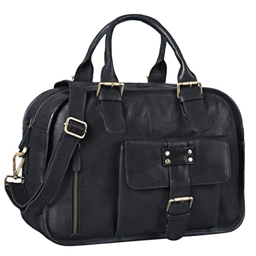 Large Stilord Black Leather Satchel for Women Teachers