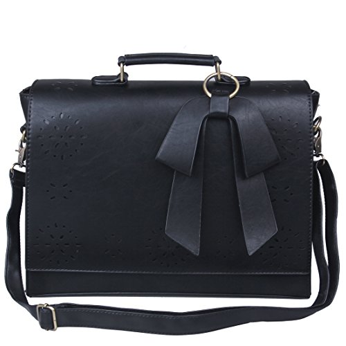 Retro satchel for women in black Pu Ecosusi leather, glamorous and retro with shoulder strap