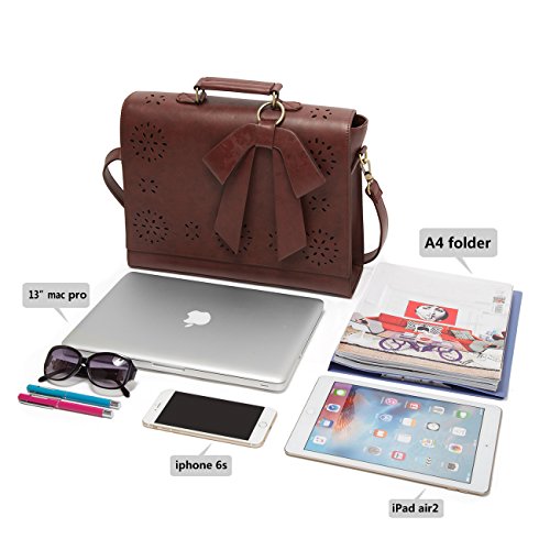 Brown Ecosusi satchel for women, large size, glamorous and vintage, laptop bag