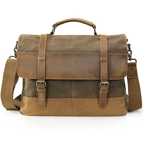Leather and canvas shoulder bags for him