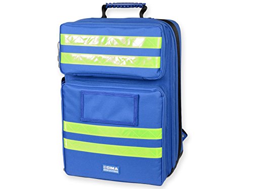 Emergency medical backpack blue and fluorescent yellow