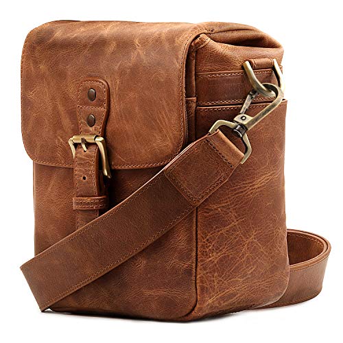 Rectangular camera bag made of honey leather Megagear