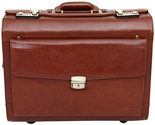 Trolley suitcase made of full grain leather