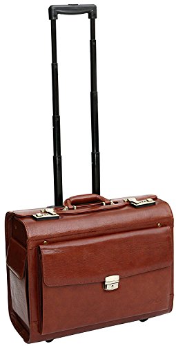 Full grain honey leather trolley suitcase for doctor on the move