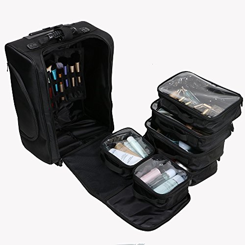 Beautifully organised for the Kemier ultra-light trolley make-up case for professional make-up artists on the go